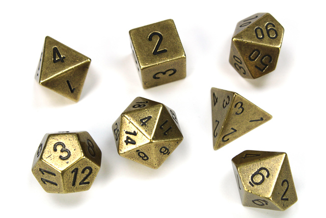 Dice: Chessex - Metal - Poly Set (x7) - Old Brass