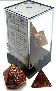 Dice: Chessex - Glitter - Poly Set (x7) - Gold/Silver