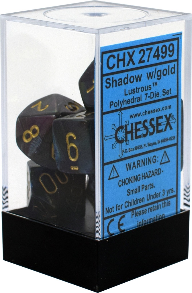 Dice: Chessex - Lustrous - Poly Set (x7) - Shadow/Gold