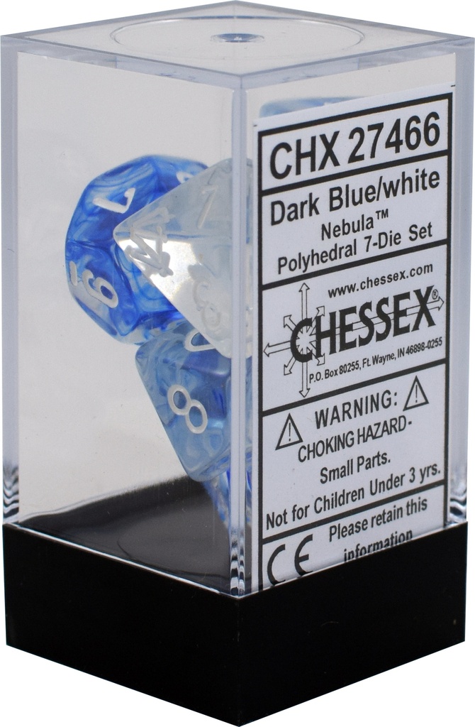Dice: Chessex - Nebula - Poly Set (x7) - Dark Blue/White