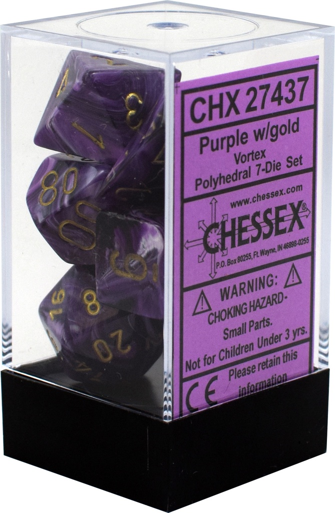 Dice: Chessex - Vortex - Poly Set (x7) - Purple/Gold