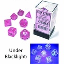 Dice: Chessex - Borealis, Luminary - Poly Set (x7) - Pink/Silver