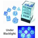 Dice: Chessex - Borealis, Luminary - Poly Set (x7) - Sky Blue/White