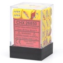 Dice: Chessex - Gemini - 12mm D6 (x36) - Red-Yellow/Silver