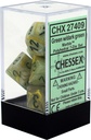 Dice: Chessex - Marble - Poly Set (x7) - Green/Dark Green