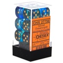 Dice: Chessex - Nebula, Luminary - 16mm D6 (x12) - Oceanic/Gold