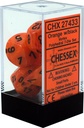 Dice: Chessex - Vortex - Poly Set (x7) - Orange/Black