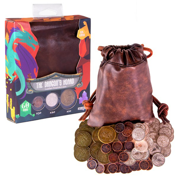 Accessories Board Games: Stratagem - Metal Coins with Leather Bag, The Dragon's Horde (x60)
