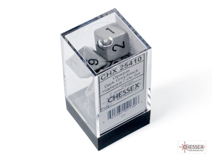 Dice: Chessex - Opaque - Poly Set (x7) - Dark Grey/Black