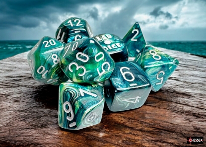 Dice: Chessex - Lab Dice 9 - Lustrous - Neptune/Grey