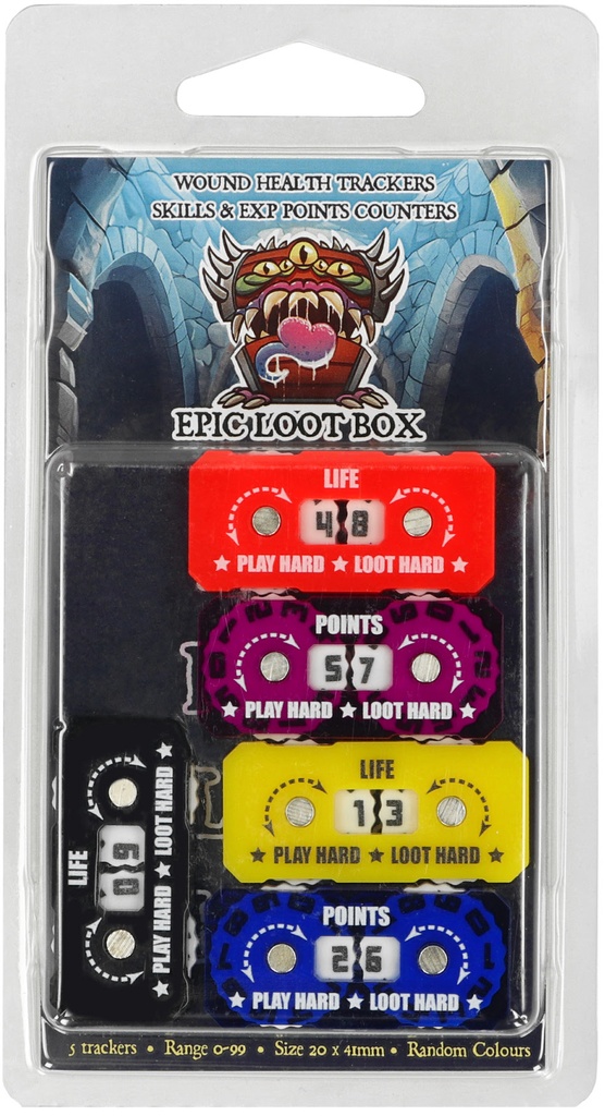 Accessories Board Games: Epic Loot Box - Trackers - 20 x 41 mm, Range 0-99 (x5)