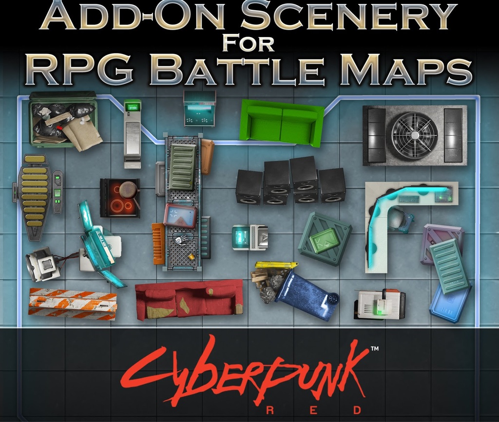 RPG Battle Mats: Add on Scenery Pack for Cyberpunk RED