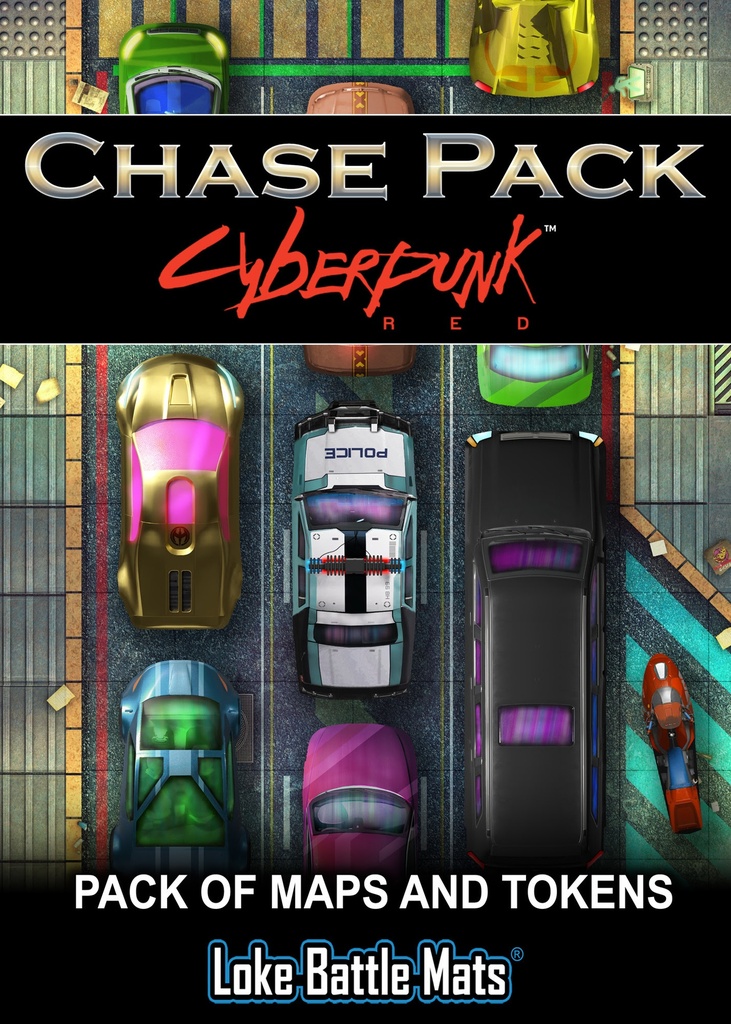 RPG Battle Mats: Maps & Tokens for Cyberpunk RED - The Cyberpunk Chase Pack