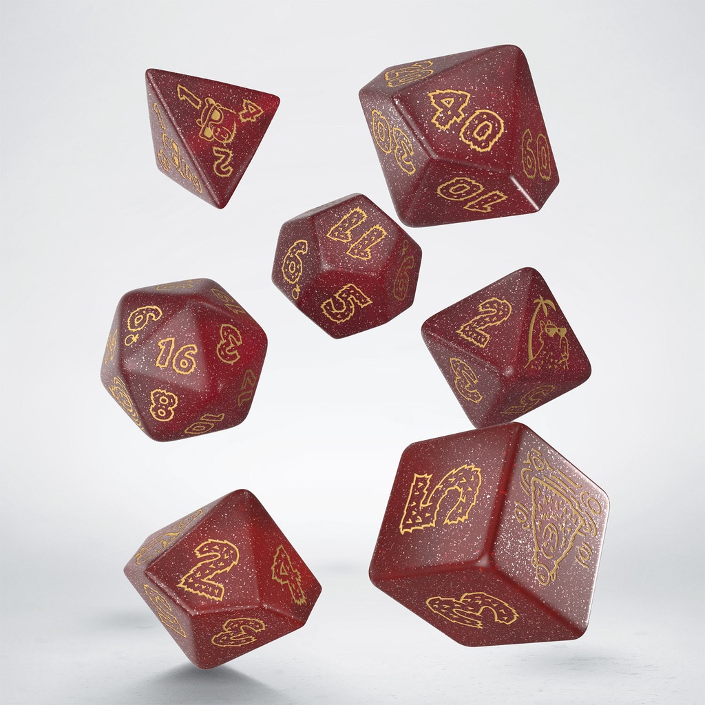 Dice: Q-Workshop - Chillo Capybara - Poly Set (x7) - Red/Yellow 