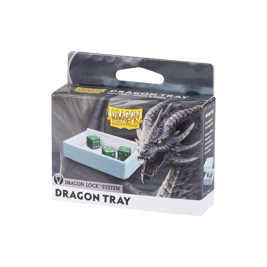Dice Tray: Dragon Shield - Dragon Tray - White & Aqua