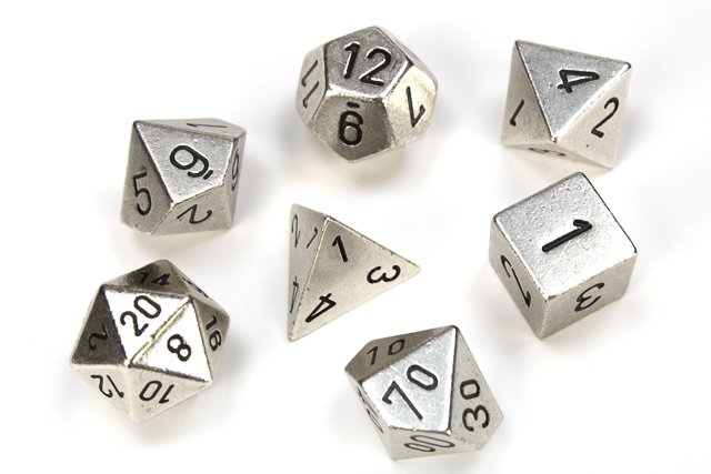 Dice: Chessex - Metal - Poly Set (x7) - Silver