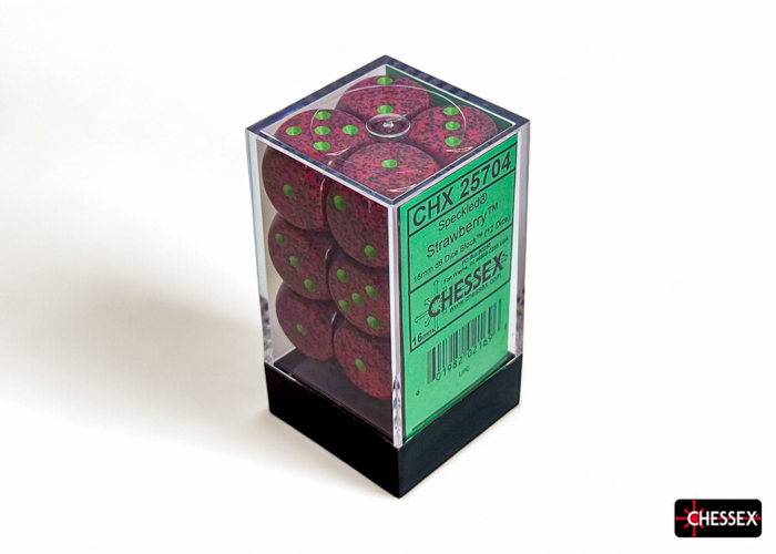 Dice: Chessex - Speckled - 16mm D6 (x12) - Strawberry