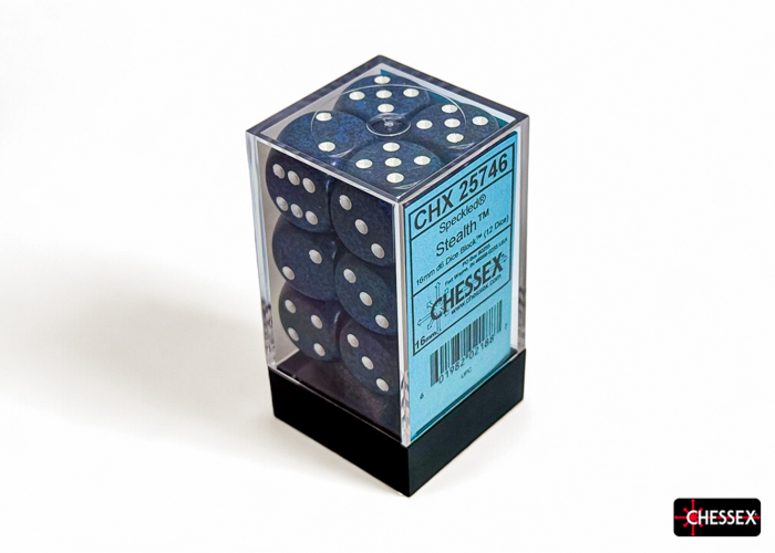 Dice: Chessex - Speckled - 16mm D6 (x12) - Stealth
