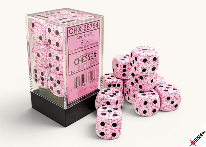 Dice: Chessex - Speckled - 16mm D6 (x12) - Pink