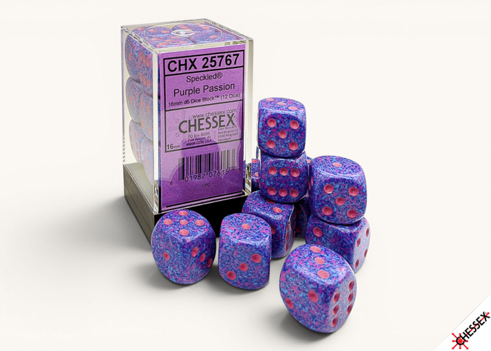 Dice: Chessex - Speckled - 16mm D6 (x12) - Purple Passion
