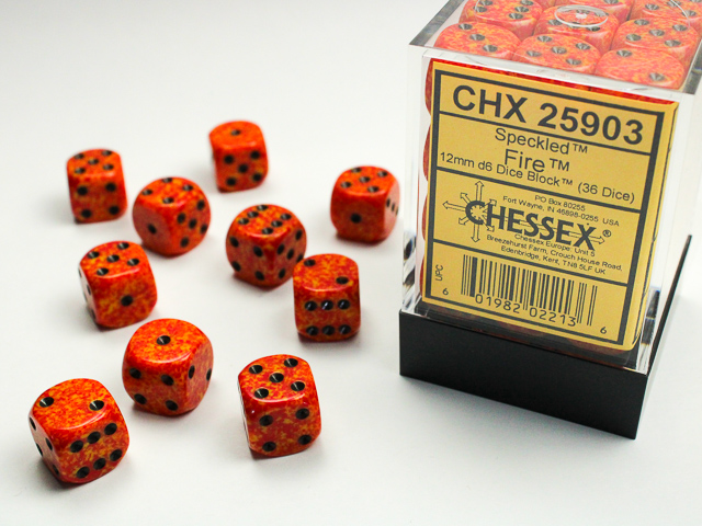 Dice: Chessex - Speckled - 12mm D6 (x36) - Fire