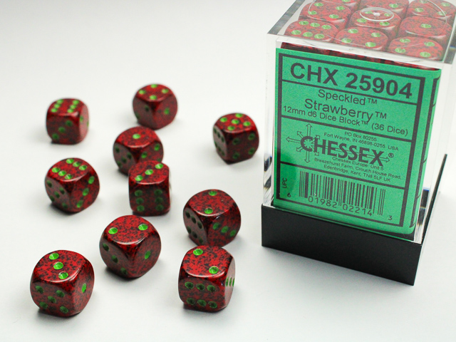 Dice: Chessex - Speckled - 12mm D6 (x36) - Strawberry