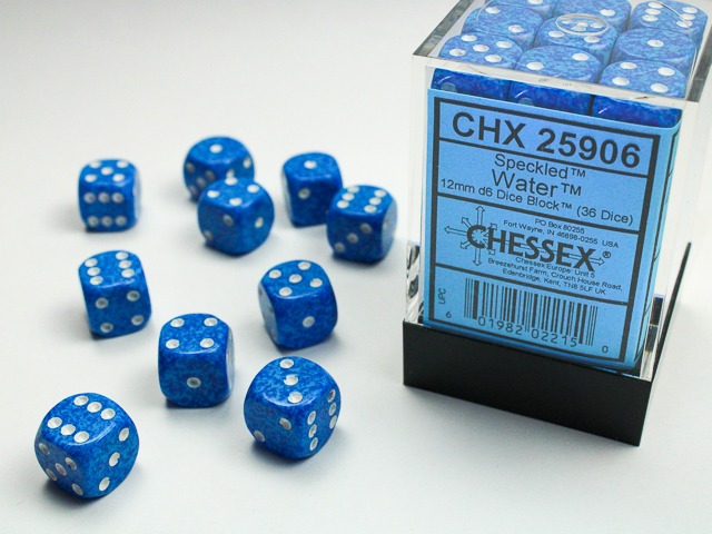Dice: Chessex - Speckled - 12mm D6 (x36) - Water