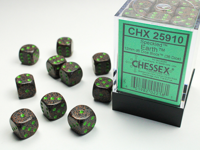 Dice: Chessex - Speckled - 12mm D6 (x36) - Earth