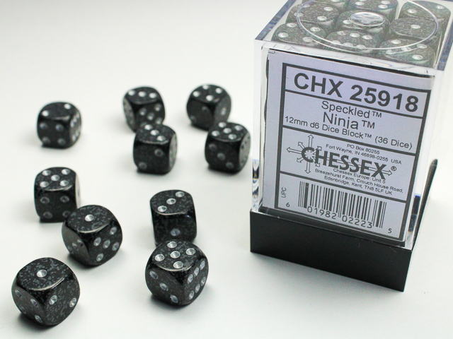 Dice: Chessex - Speckled - 12mm D6 (x36) - Ninja