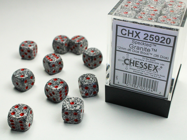 Dice: Chessex - Speckled - 12mm D6 (x36) - Granite