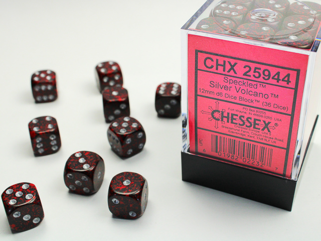Dice: Chessex - Speckled - 12mm D6 (x36) - Silver Volcano