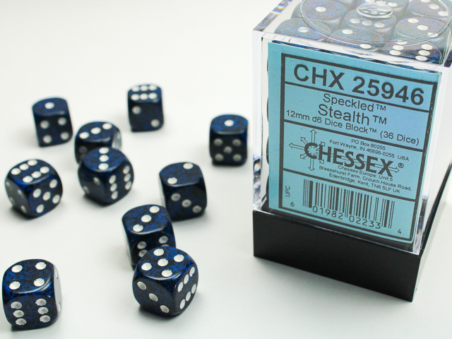 Dice: Chessex - Speckled - 12mm D6 (x36) - Stealth