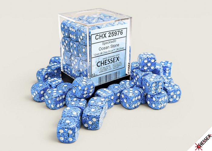 Dice: Chessex - Speckled - 12mm D6 (x36) - Ocean Stone