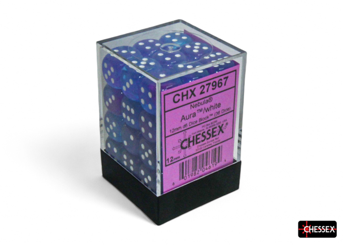 Dice: Chessex - Nebula, Luminary - 12mm D6 (x36) - Aura/white
