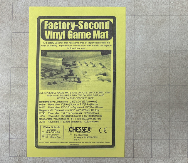 Battlemat: Chessex - Reversible - Megamat (34.5" x 48") - Square/Hex (1.0")