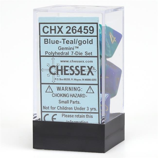 Dice: Chessex - Gemini - Poly Set (x7) - Blue-Teal/Gold