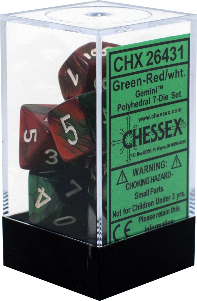 Dice: Chessex - Gemini - Poly Set (x7) - Blue-Gold/White