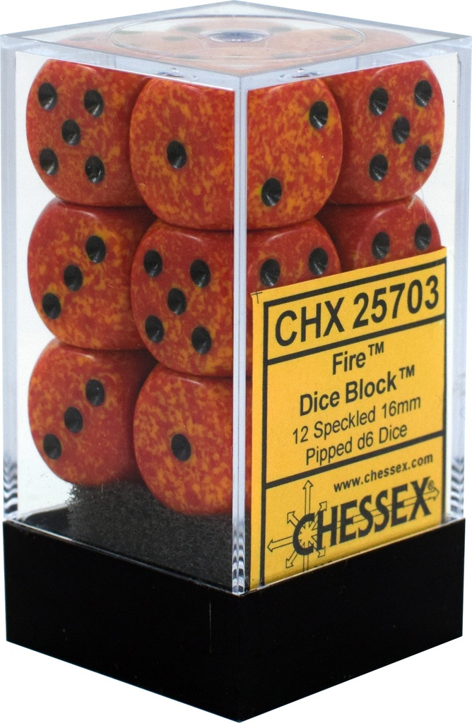 Dice: Chessex - Speckled - 16mm D6 (x12) - Fire