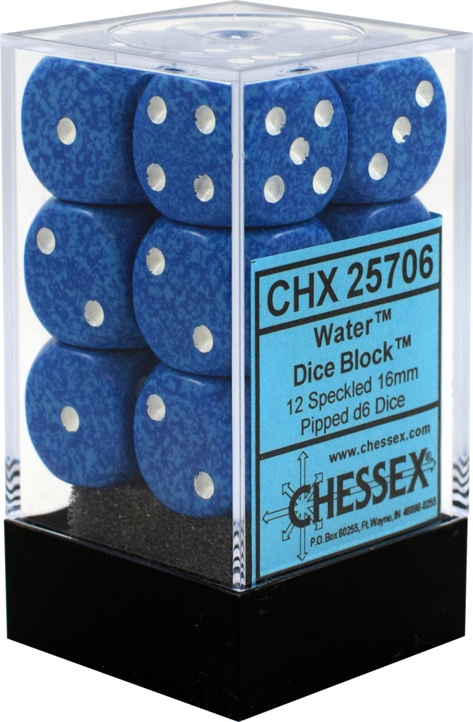 Dice: Chessex - Speckled - 16mm D6 (x12) - Water