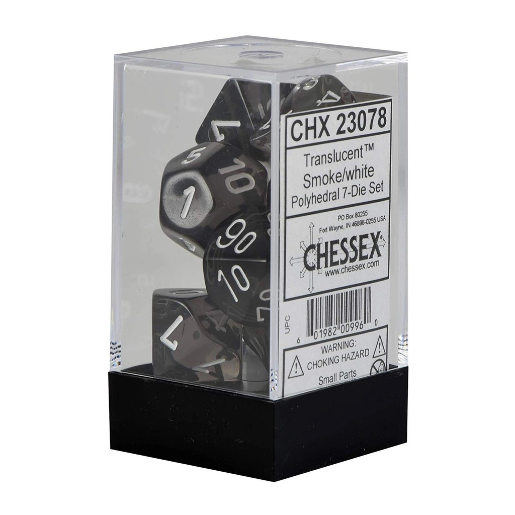 Dice: Chessex - Translucent - Poly Set (x7) - Smoke/White