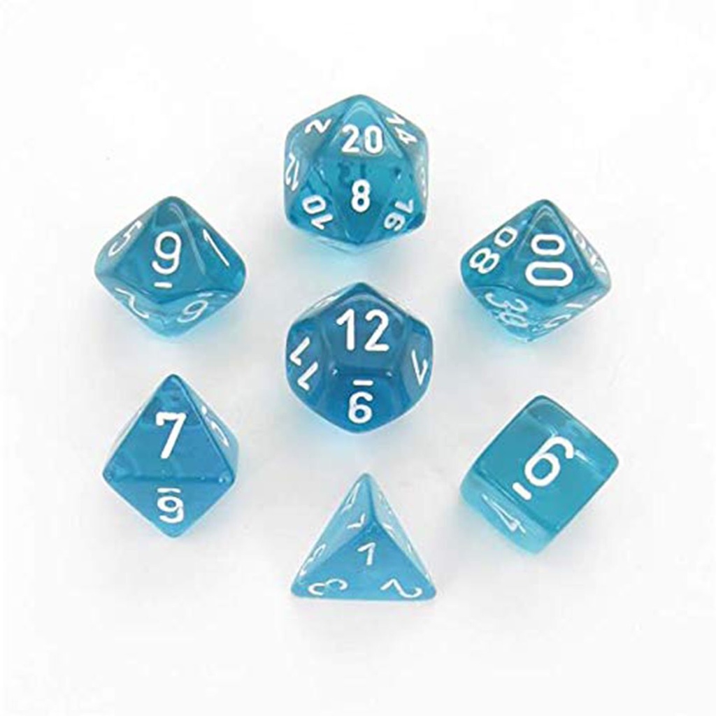 Dice: Chessex - Translucent - Poly Set (x7) - Teal/White
