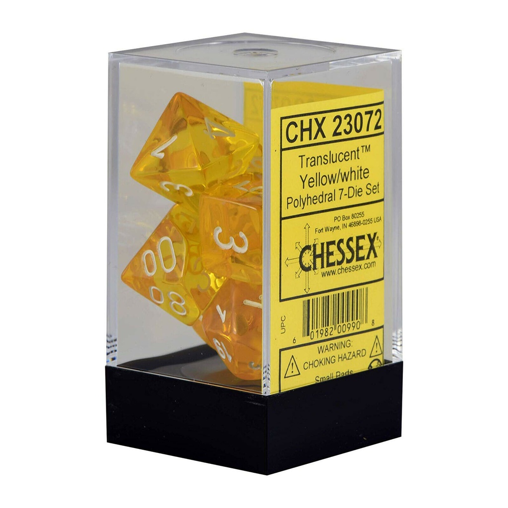 Dice: Chessex - Translucent - Poly Set (x7) - Yellow/White