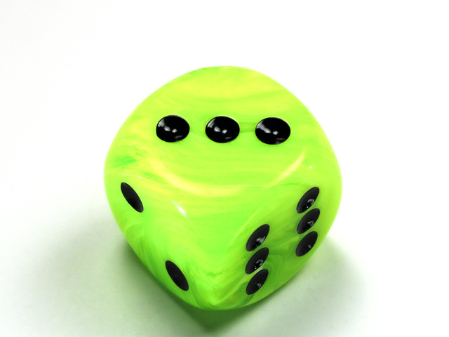 Dice: Chessex - Vortex - 30mm D6 - Bright Green/Black