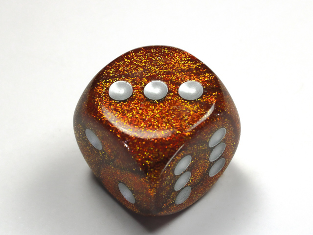 Dice: Chessex - Glitter - 30mm D6 - Gold/Silver