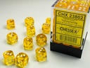 Dice: Chessex - Translucent - 12mm D6 (x36) - Yellow/white