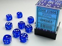 Dice: Chessex - Translucent - 12mm D6 (x36) - Blue/white