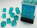 Dice: Chessex - Translucent - 12mm D6 (x36) - Teal/white