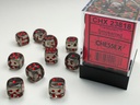 Dice: Chessex - Translucent - 12mm D6 (x36) - Smoke/red