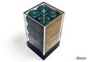 Dice: Chessex - Opaque - 16mm D6 (x12) - Dusty Green/copper
