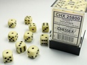 Dice: Chessex - Opaque - 12mm D6 (x36) - Ivory/black